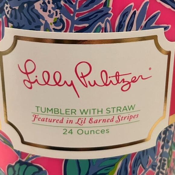 New Lilly Pulitzer Tumbler With Straw Lil Earned Stripes 24 Ounces - Picture 6 of 6